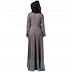 Polka dotted full flare abaya- Grey Polka dotted full flare abaya- Grey